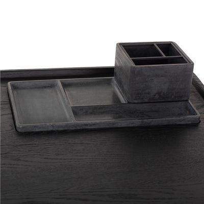 63" Solid Charred Oak Office Desk w/ Sleek Black Concrete Legs