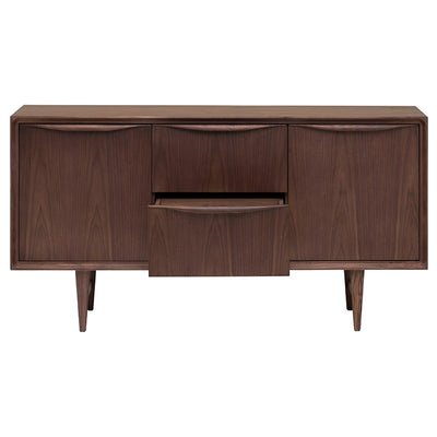 Wide Mid-Century Walnut Storage Credenza