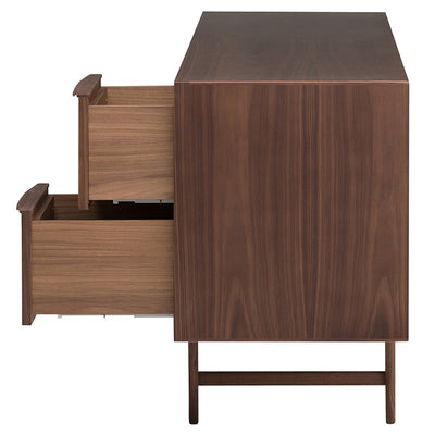 Bold Wide Mid-Century Walnut Storage Credenza