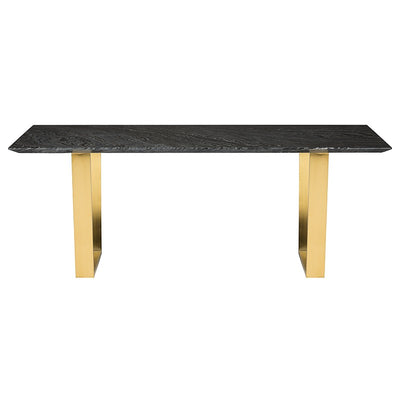 79" Gorgeous Black Marble & Gold Brushed Steel Executive Desk