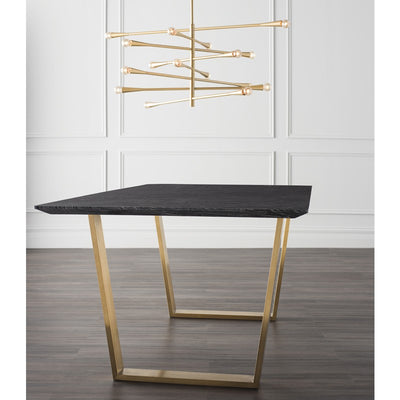 79" Gorgeous Black Marble & Gold Brushed Steel Executive Desk