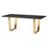 79" Gorgeous Black Marble & Gold Brushed Steel Executive Desk