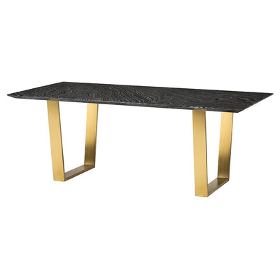 79" Gorgeous Black Marble & Gold Brushed Steel Executive Desk