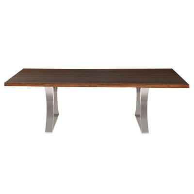78" Sleek Seared Oak & Polished Steel Executive Desk