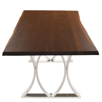 78" Sleek Seared Oak & Polished Steel Executive Desk