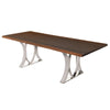 78" Sleek Seared Oak & Polished Steel Executive Desk