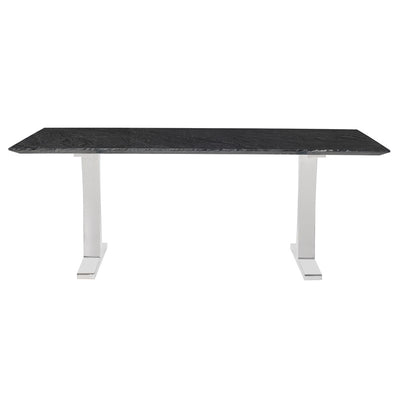 78" Elegant Executive Desk w/ Black Woodgrain Marble & Leg Options