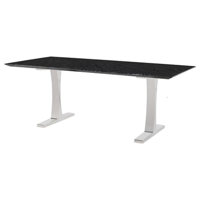 78" Elegant Executive Desk w/ Black Woodgrain Marble & Leg Options
