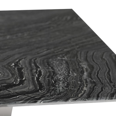 78" Elegant Executive Desk w/ Black Woodgrain Marble & Leg Options