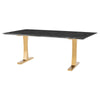 78" Elegant Executive Desk w/ Black Woodgrain Marble & Leg Options