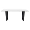 79" Gorgeous White Marble & Matte Black Steel Executive Desk