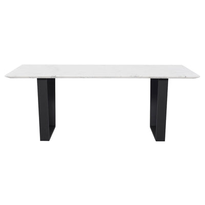79" Gorgeous White Marble & Matte Black Steel Executive Desk