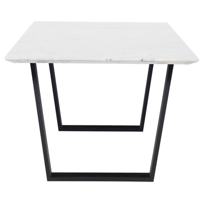 79" Gorgeous White Marble & Matte Black Steel Executive Desk