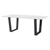 79" Gorgeous White Marble & Matte Black Steel Executive Desk