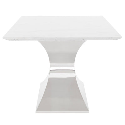 79" White Marble & Stainless Steel Executive Desk or Meeting Table