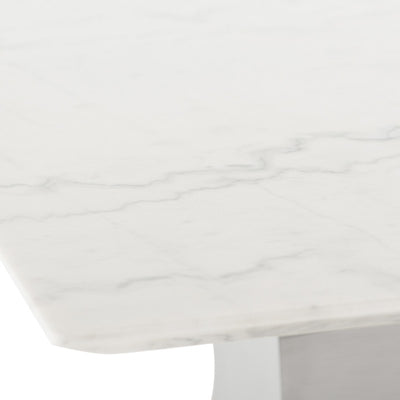 79" White Marble & Stainless Steel Executive Desk or Meeting Table