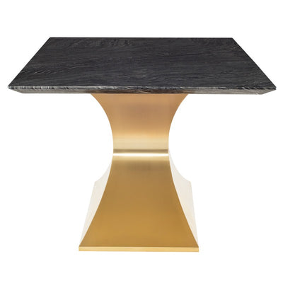 79" Black Wood Vein Marble & Gold Executive Desk or Meeting Table