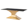 79" Black Wood Vein Marble & Gold Executive Desk or Meeting Table