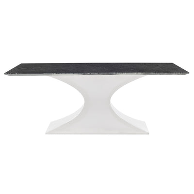 79" Black Wood Vein Marble & Stainless Steel Executive Desk or Meeting Table