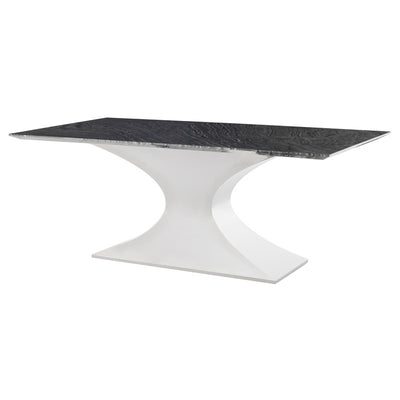 79" Black Wood Vein Marble & Stainless Steel Executive Desk or Meeting Table