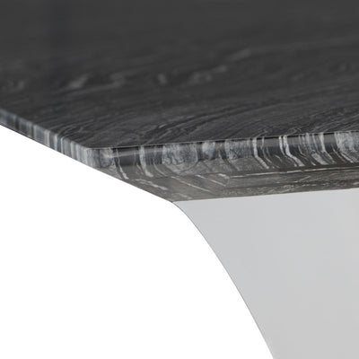 79" Black Wood Vein Marble & Stainless Steel Executive Desk or Meeting Table