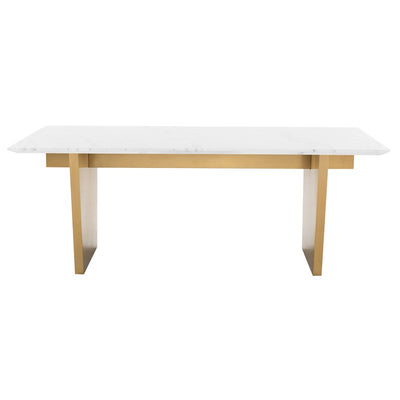 78" White Marble & Brushed Gold Executive Desk or Meeting Table