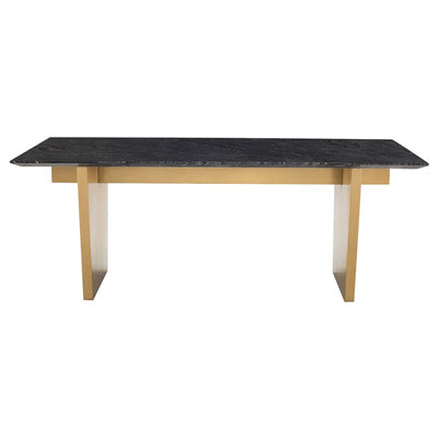 78" Elegant Black Wood Grain & Brushed Gold Executive Desk or Meeting Table