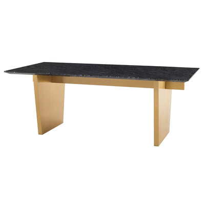 78" Elegant Black Wood Grain & Brushed Gold Executive Desk or Meeting Table