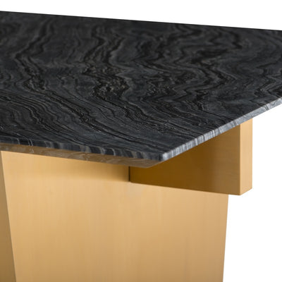 78" Elegant Black Wood Grain & Brushed Gold Executive Desk or Meeting Table