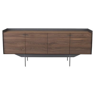 Spacious Walnut & Bronze Storage Credenza