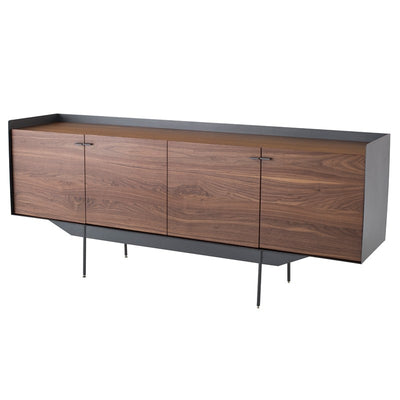 Spacious Walnut & Bronze Storage Credenza