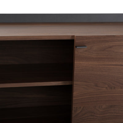 Spacious Walnut & Bronze Storage Credenza