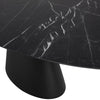 93" Black Rounded Ceramic Conference Table with Beveled Base