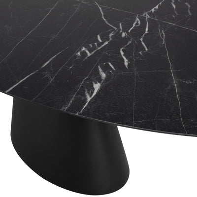 93" Black Rounded Ceramic Conference Table with Beveled Base