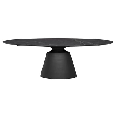 93" Black Rounded Ceramic Conference Table with Beveled Base
