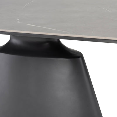 79" Conference Table in Silver Ceramic with Beveled Bottom