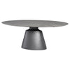 79" Silver Marble-Look Round Meeting Table