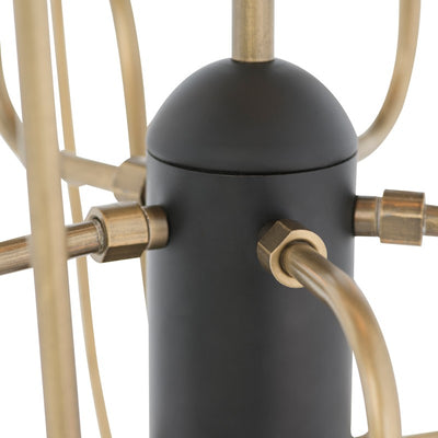 Unique 10-Light Pendant Lamp in Antique Brass