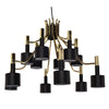 Modern Matte Black Steel and Gold Chandelier