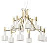 Modern Matte White Steel and Gold Chandelier