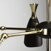 Polished 6-Light Gold and Steel Pendant Light with Black Shades
