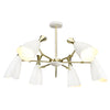 Elegant 6-Light Polished Gold and Steel Pendant Light with Matte White Shades
