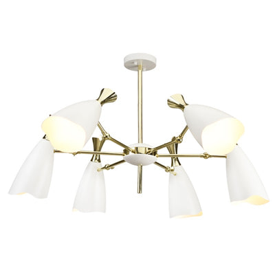 Elegant 6-Light Polished Gold and Steel Pendant Light with Matte White Shades
