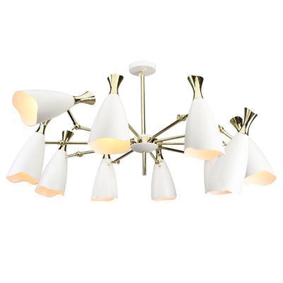 Elegant Polished Gold and Steel Pendant Light with Matte White Shades