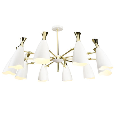 Elegant Polished Gold and Steel Pendant Light with Matte White Shades
