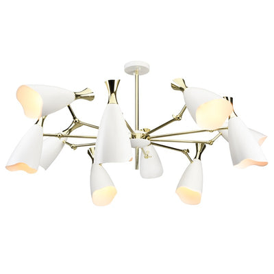 Elegant Polished Gold and Steel Pendant Light with Matte White Shades