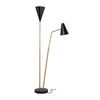 Brushed Gold and Black Steel Dual-Light Floor Lamp