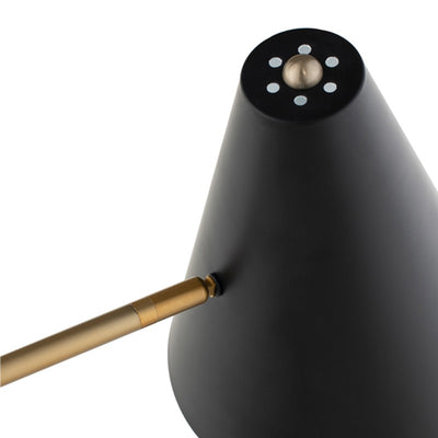Brushed Gold and Black Steel Dual-Light Floor Lamp