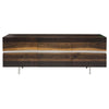 78" Chic Seared Oak Credenza w/ Horizontal Inlay of Steel