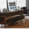 78" Chic Seared Oak Credenza w/ Horizontal Inlay of Steel